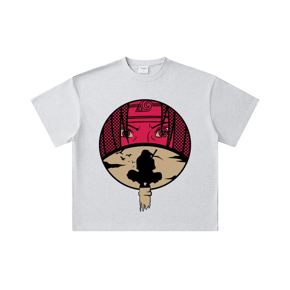 260 GSM Double Yarn 32 Count 100% Cotton Naruto V8 Itachi Print Unisex Heavy Cotton T Shirt
