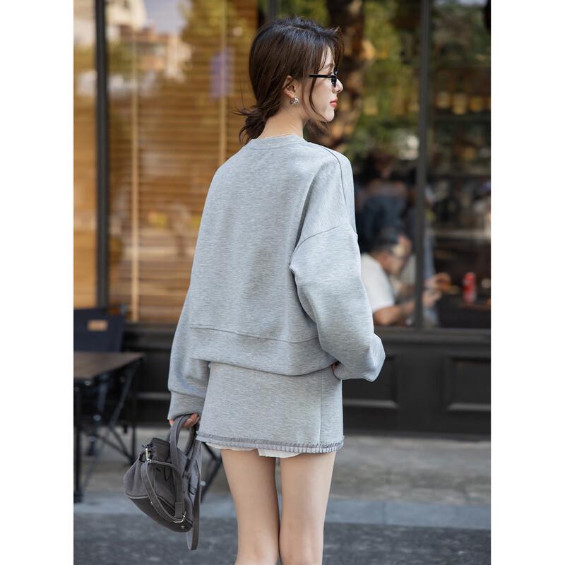 Mokana Women's Stylish Long-Sleeve Sweatshirt & Short Skirt Set MKNJD3012