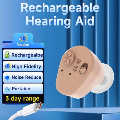 XB-102 Mini apparecchio acustico ricaricabile Amplificatore acustico invisibile nell'orecchio con cancellazione del rumore per sordità degli adulti