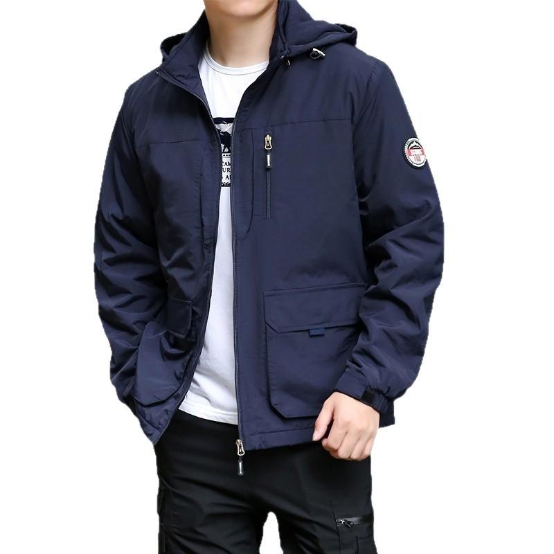 Autumn and Winter Men's Velvet Jacket Outdoor Thickened Windproof Jacket Sports Casual Loose Work Jacket Jacket