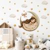 Fairy Tale Princess Crescent Moon Sleep Wall Sticker for Girls Nursery Kids Room with Stars Clouds