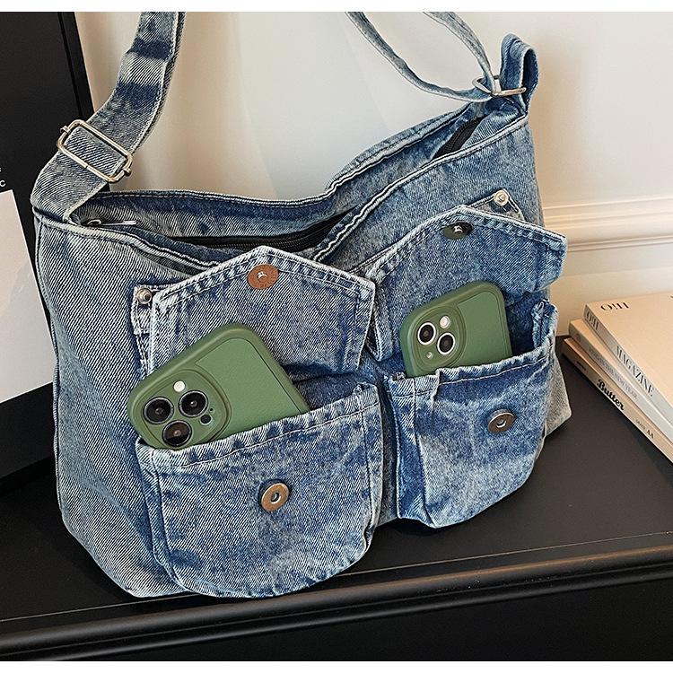 2026 Versatile Large-Capacity Personalized Denim Tote & Crossbody Bag