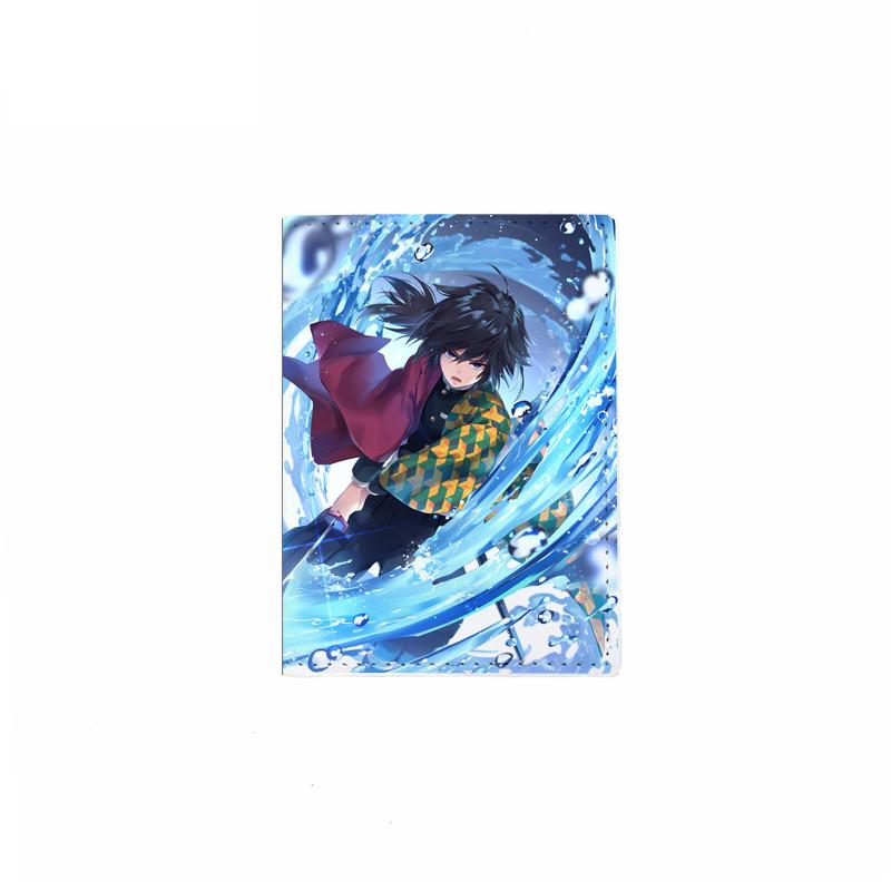 Japanese Anime Demon Slayer Passport Cover Unisex Students Travel Passport Holder Wallet Women Leather Credit Card Holder Case
