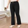 2025 Women's Plus Size High Waist Black Micro Flare Winter Pants - Casual Long Drapey Western Style