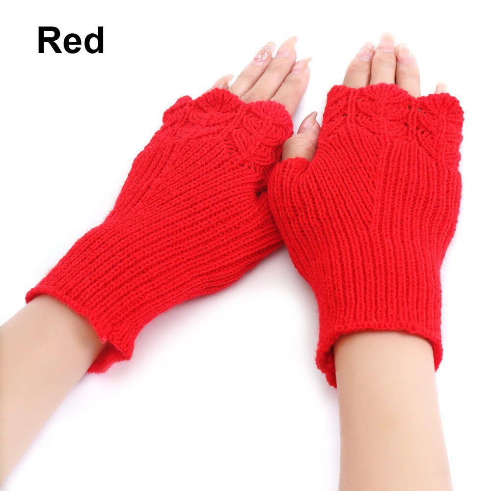 Mitaines élastiques douces sans doigts d'hiver, gants tricotés, chauffe-bras chauds épais