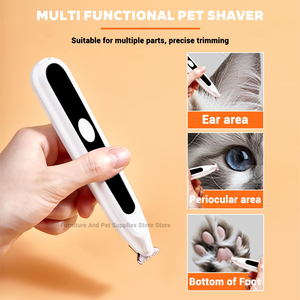 Pet Dog Electric Beauty Hair Trimmer with LED Light, Pet Foot Hair Electric Push Clipper, Silent Cat Facial Ear Foot Hip Shaver