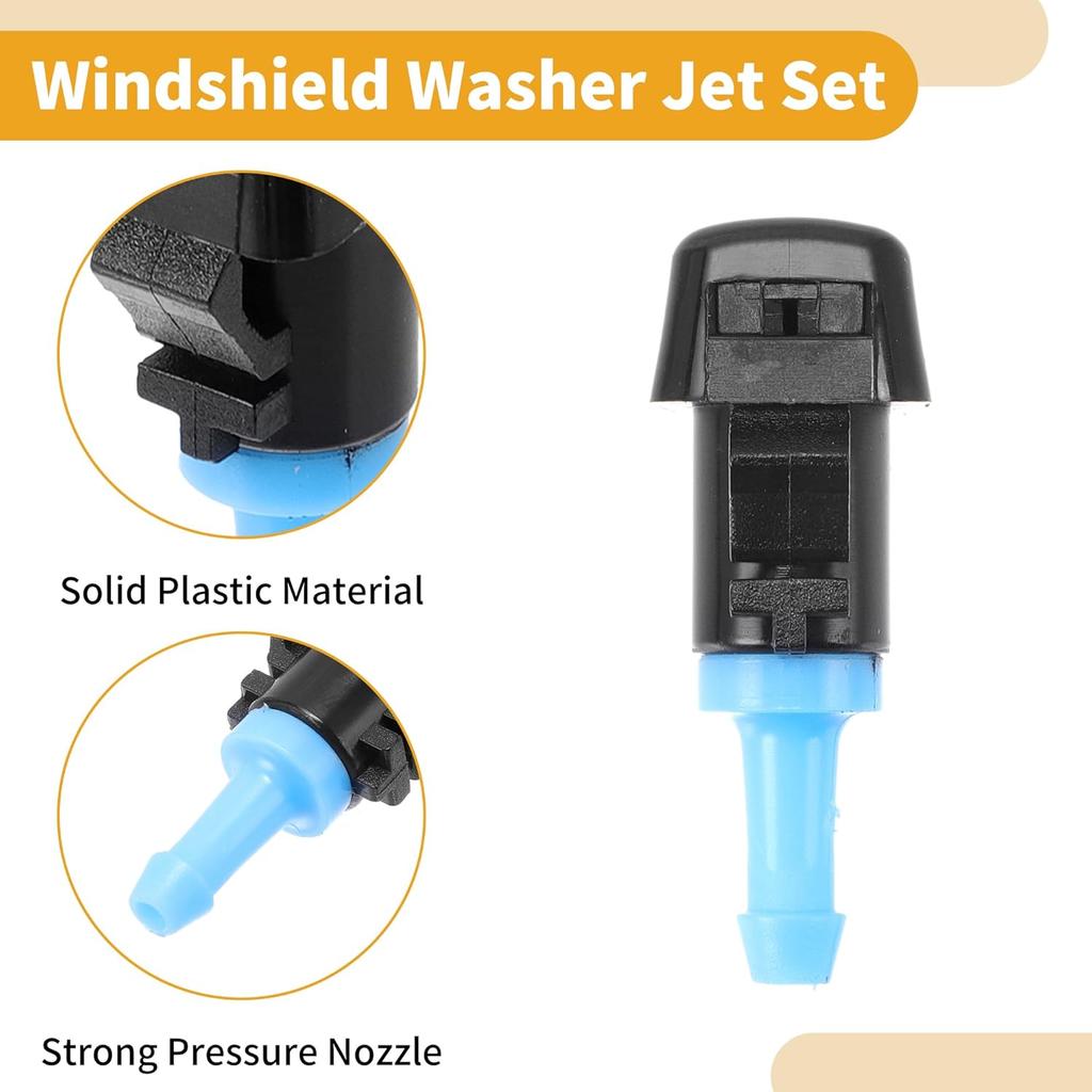 Windshield Washer Nozzle Kit for Kia Rio 2016-2024 Windshield Spray Nozzles Wiper Spray Washer Jet No.98630G3000 2 Pcs Gaskets 4 Pcs t Hose Connector