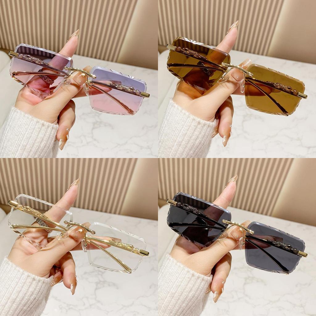 Cheetah Style Unisex Frameless Square Sunglasses With Uv400 Protection For Travel And Fashion