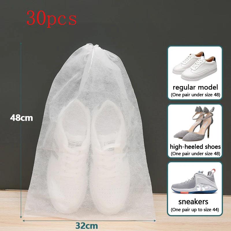 Portable Shoe Storage Drawstring Eco Storage Bag for Sundries Non-woven Bag Cover Anti-yellow White Shoe Dustproof Shoe Cover