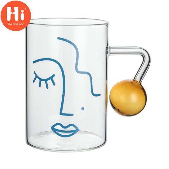 Hi Glass Cup Moda Yaratıcı Taşınabilir Yaratıcı Şeffaf İçecek Şişesi Saplı