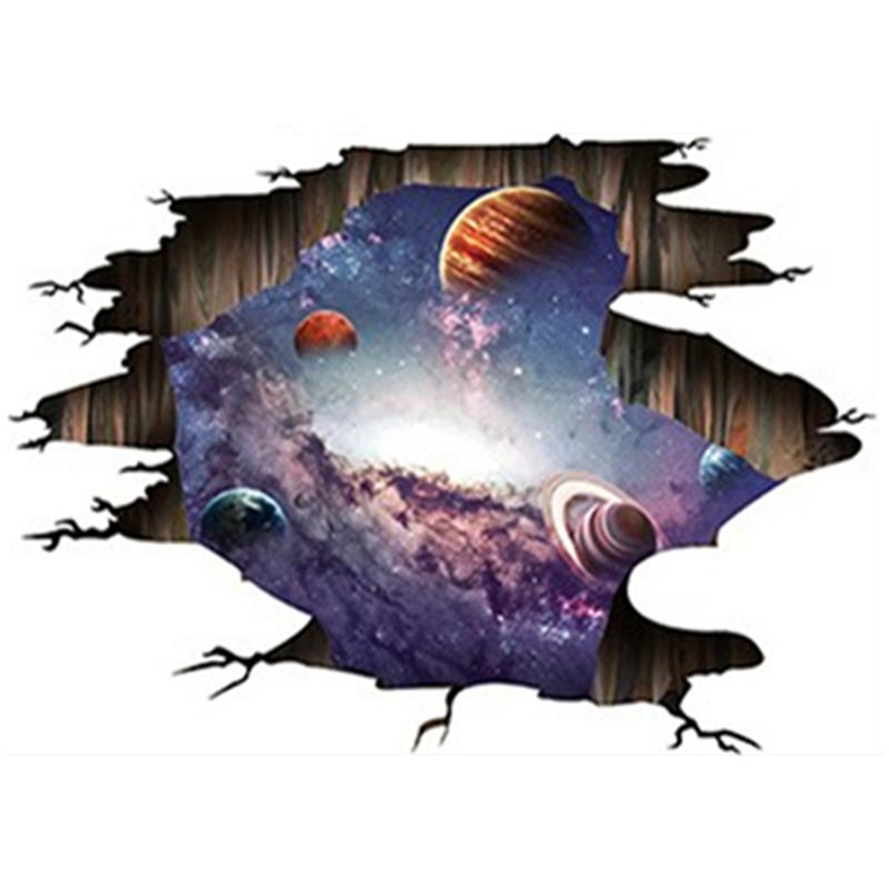 Space Astronaut Mural 3D Wall Hole Art Starry Planet Design Vinyl Stickers Home Decoration For Aesthetic Rooms Ceiling Wallpaper