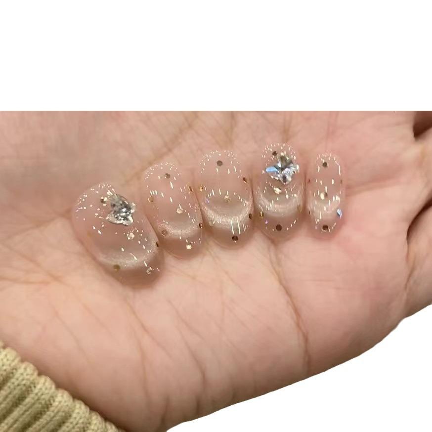 Reine Handarbeit Phototherapie Nagelkunst Hepburn Dinner Wear Nagel Fertigprodukt Wiederverwendeter Nagelkunst Patch Um Weiße zu Zeigen