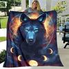 Arte Fantasia Lupo Morbido Peluche Divano Letto Lancio Cartone Animato Picnic Coperte Moderna Coperta di Flanella Stampata Copriletto Regalo