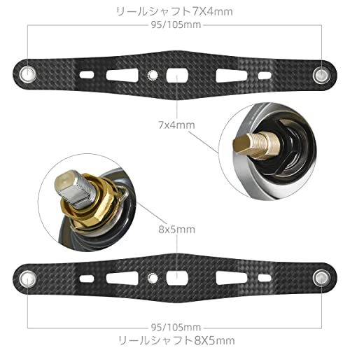 Gomexus FH85 Reel Handle, Carbon Fiber Double Handle for Daiwa, Shimano, and Antares Spinning Reels, 85mm with TPE Knob, for Baitcasting Finesse, Rock