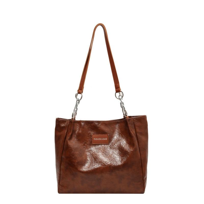 Large Capacity Women s Shoulder Bag 2023 New Mira Leather Bag Vintage Style High-end Urban Simple Tote Bag