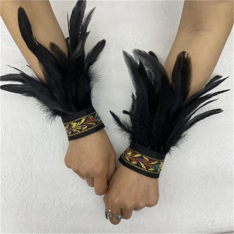 Ethnic Wrist Cuffs Vintage Women Men Cosplay Costume Accessory Feather Wristband Feather Wristband Vintage Bracelet