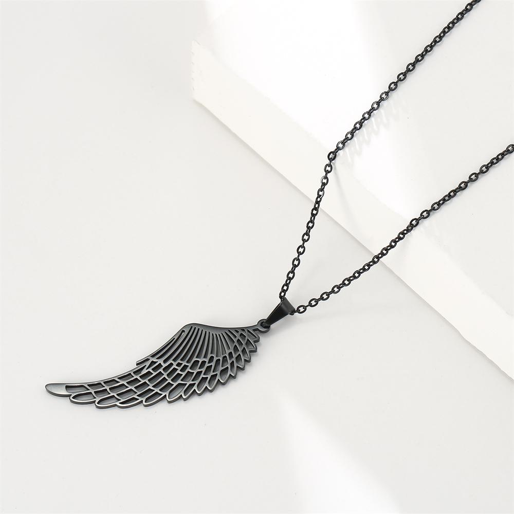 Cazador Hollow Wing of Angel Pendant Necklaces Feather Wings Stainless Steel Gold Color Charm Necklaces for Women Jewelry Kpop