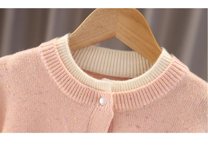 Girls' 2025 Autumn Cardigan - White Knit, Spring & Autumn Style Thin Sweater