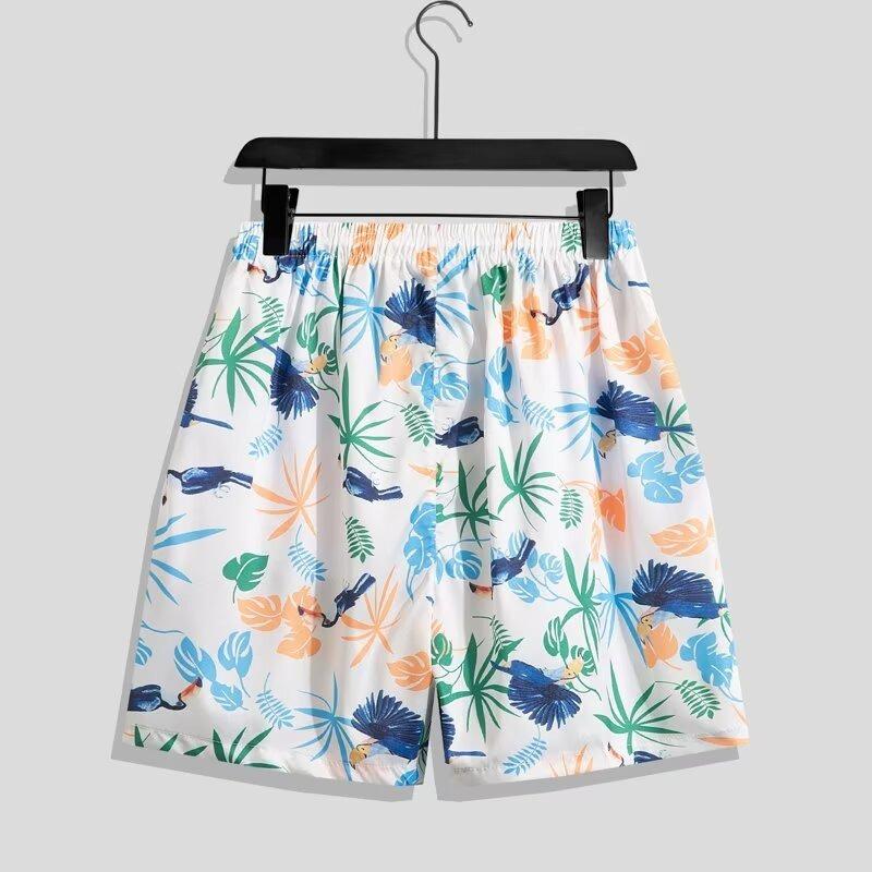 Men's Hawaiian Print Short-Sleeved Shirt and Shorts - Trendy, Loose-Fit, Plus-Size Beachwear, Summer Hong Kong Style