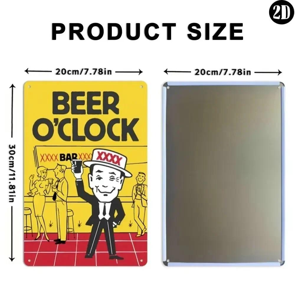 Metal Wall Decor for Home  Retro Beer OClock Sign  Classic Cartoon Garage Man Cave