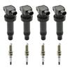 4X Ignition Coil +Spark Plug UF636 For Kia Rio Soul Hyundai Accent Veloster