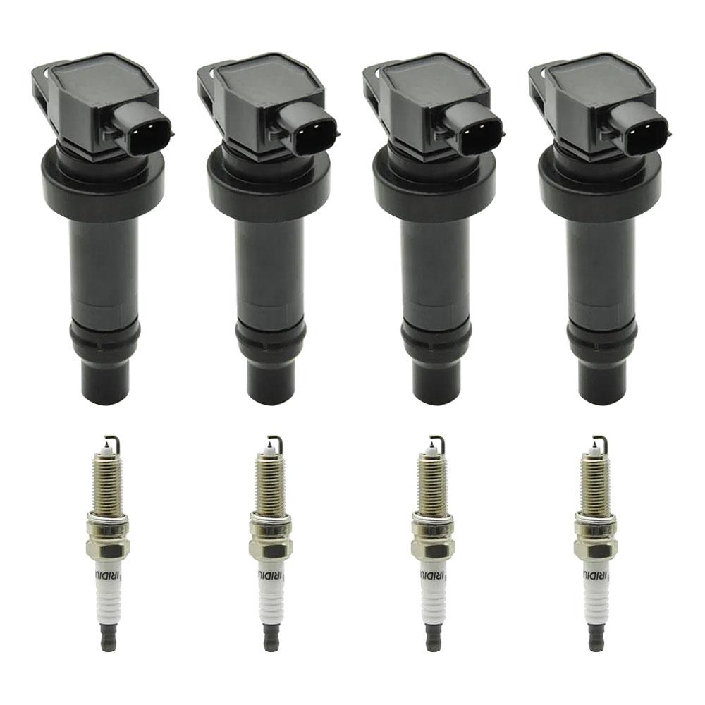 4X Ignition Coil +Spark Plug UF636 For Kia Rio Soul Hyundai Accent Veloster
