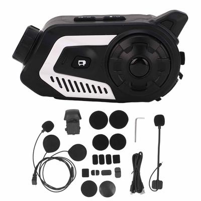 Zestaw słuchawkowy do kasku motocyklowego Bluetooth do rozmów, muzyki, nocny, Wi-Fi, połączenie mobilne, systemy interkomowe do kasku z kamerą 2K HD
