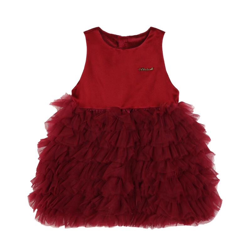 LUSON Baby Girls' New Year Red Velvet Princess Dress