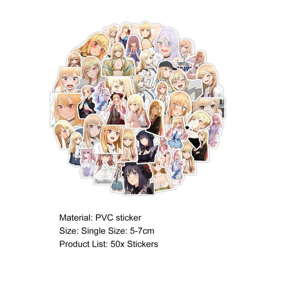 50 Stück Nützlicher klarer Druck Netter Mädchen-Aufkleber Wasserdichter PVC-Kleber Schreibwaren Koffer Laptop Tagebuch Aufkleber Bürobedarf Anime-Aufkleber