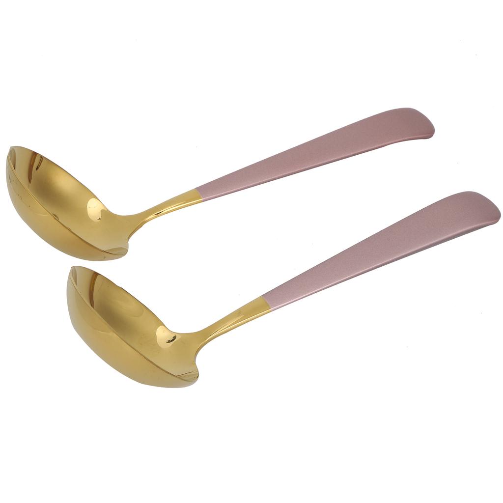 2PCS Stainless Steel Soup Spoon Slotted Spoon Skimmer Cutlery Tableware Sets Kitchen UtensilPink