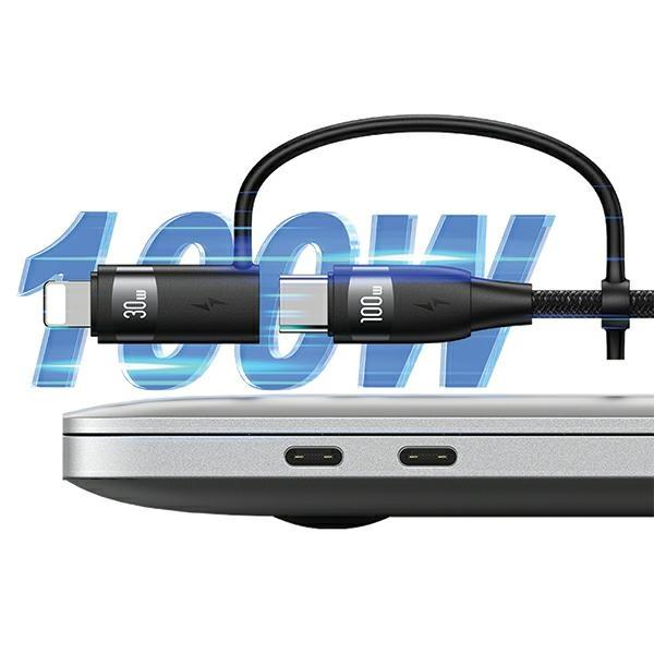 Kabel 6w1 USB-C/USB/Micro-USB/Lightning USAMS 1,2m 100W Power Delivery Fioletowy