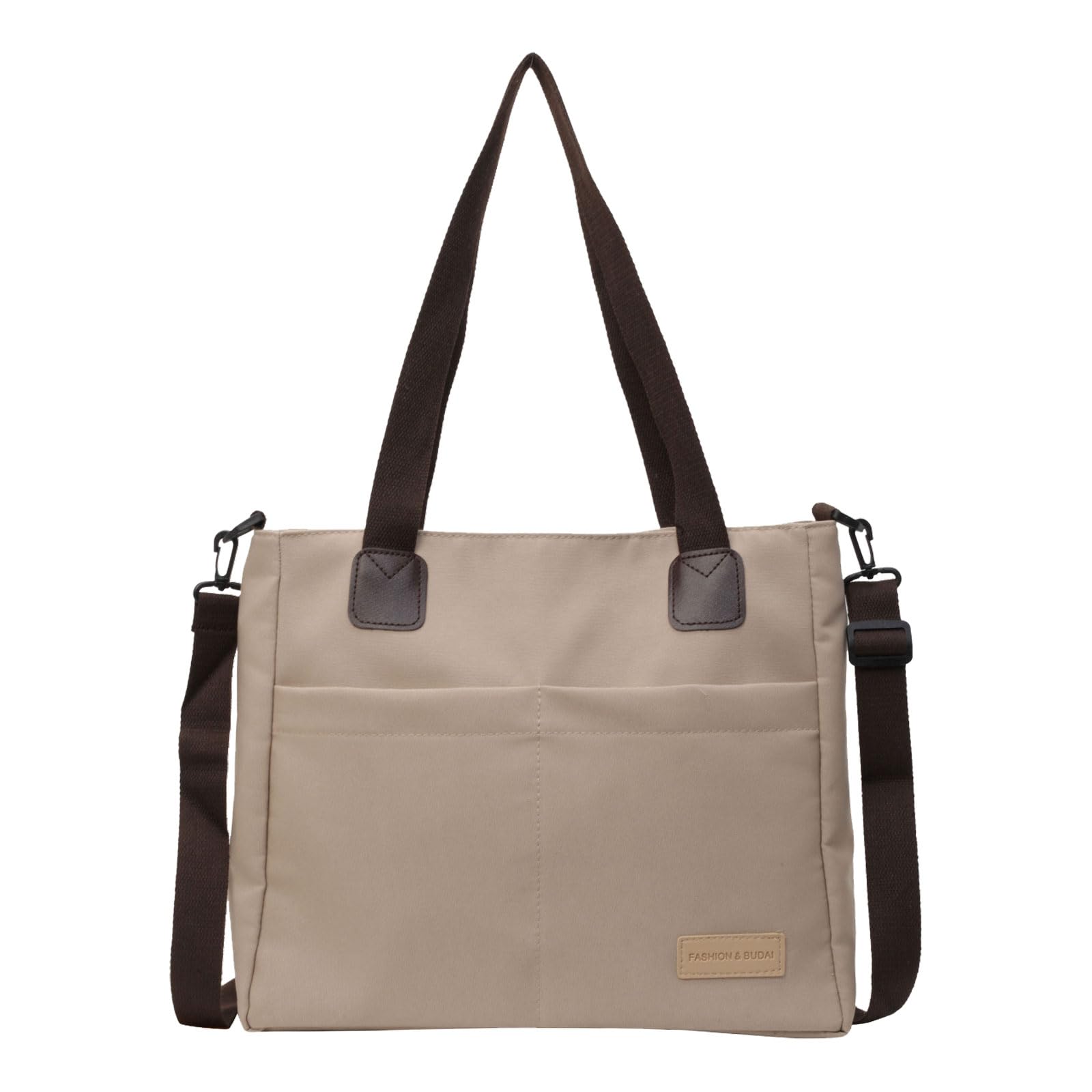 

FairyPomu Canvas Shoulder Bag, Tote Bag, Crossbody Bag, A4 Size, for Men and Women (Light Brown)