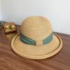 Cappello a Tesa Larga in Paglia Francese con Fiocco - Tesa Arrotolata Elegante Cappello da Sole per Donne Estate