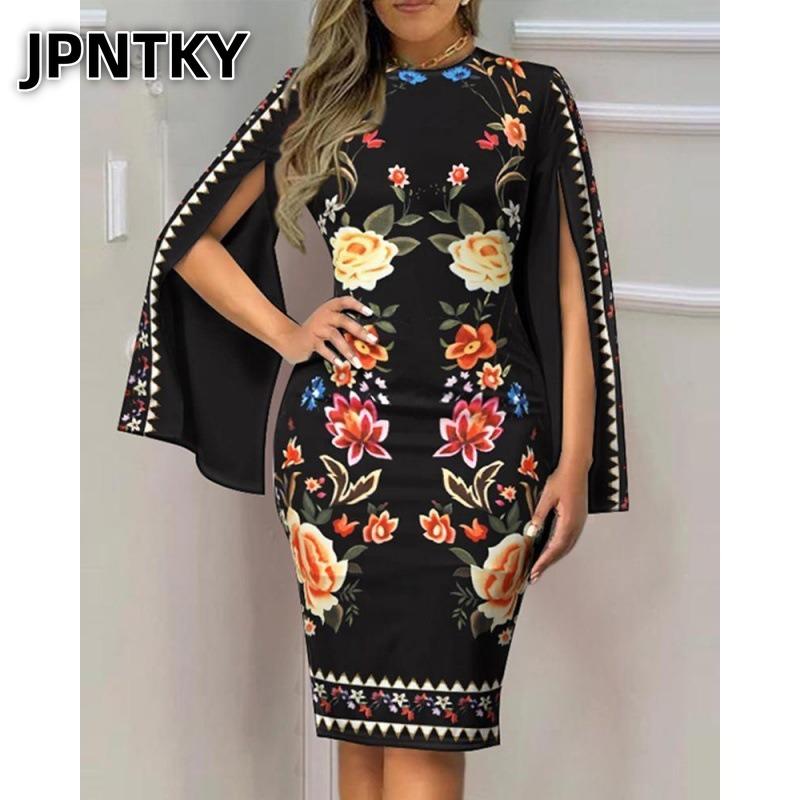 JPNTKY Moda Estiva Primaverile Manica Corta Scollo a V Abiti Casual