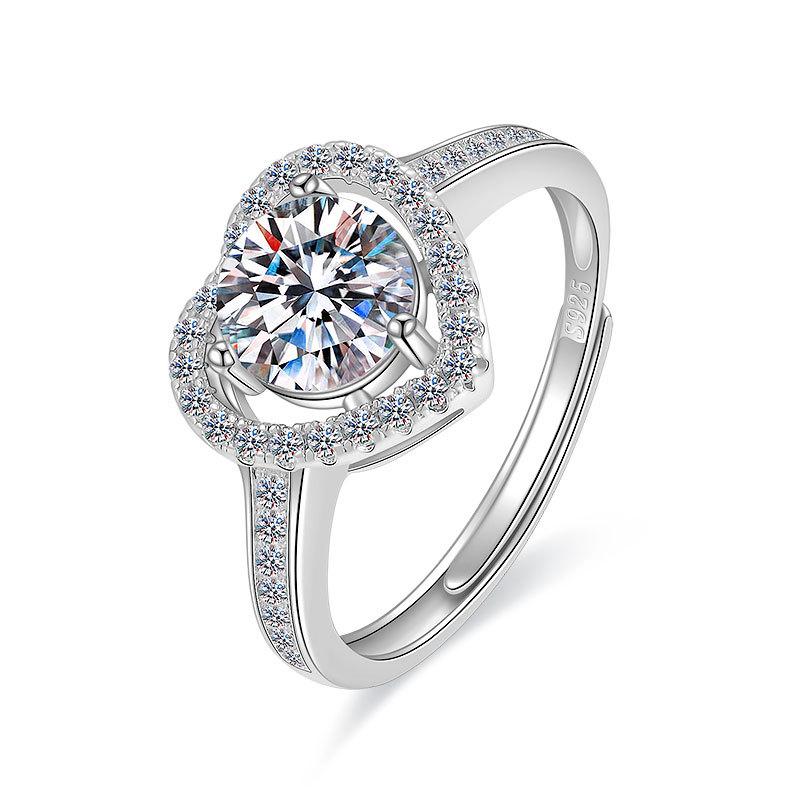 

Кольцо Love Ring из стерлингового серебра S925, женское, Guochao, однокаратное, открытое кольцо, модное, с сердечками, бриллиантовое кольцо ко Дню святого Валентина opening adjustable