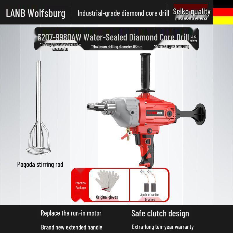 Diamantkern-Betonbohrer & Ständer – Handgehaltener Nass-/Trockenlochbohrer mit Wasserbohrermischer