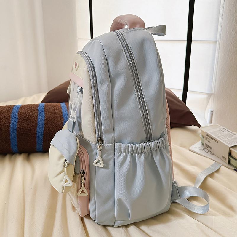 Color Block Junior High School Student Schoolbag Women's Large Capacity Travel Backpack Student Backpack