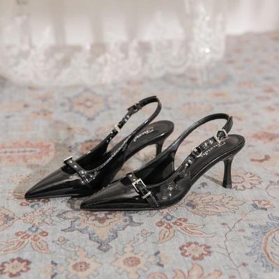 8362-B8UR Lackleder Heels im Punk-Stil - 2024 Sommermode Sandalen ohne Fersen