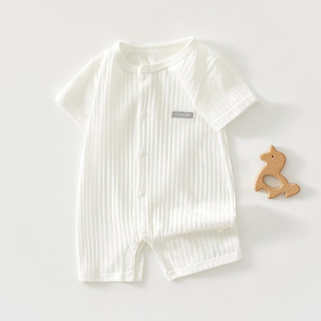 Newborn Baby Short Sleeve Romper, Lightweight Cotton Infant One Piece Outfit, Summer Baby Crawling Jumpsuit for Boys and Girls