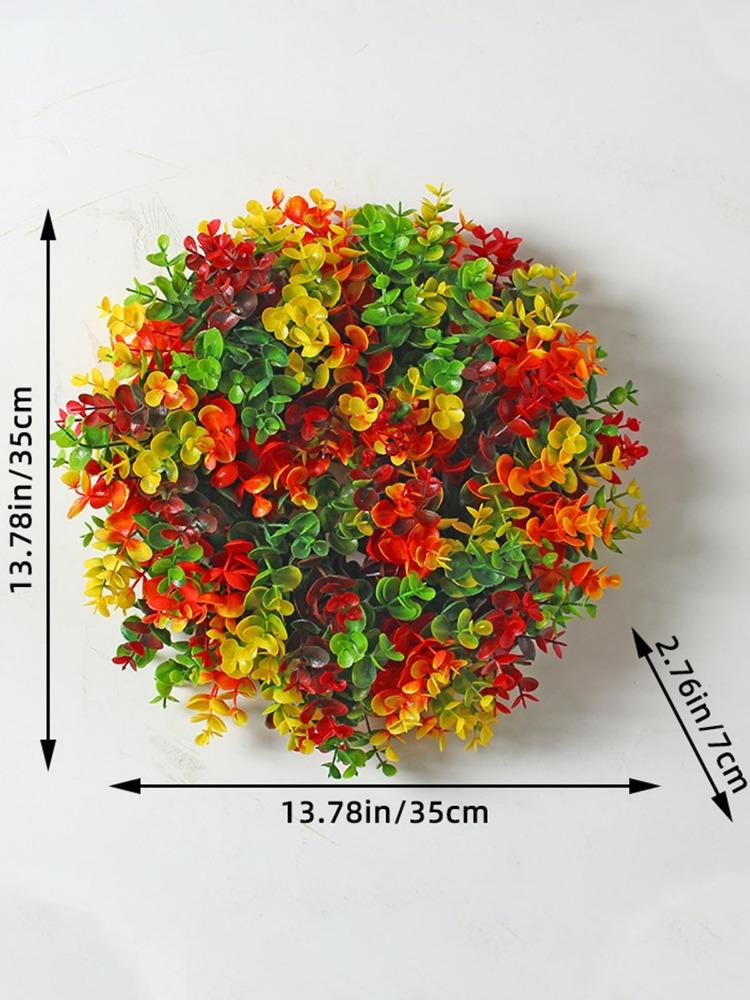 1 Stück Künstlicher Türkranz aus Kunststoff mit künstlichen Blumen und Eukalyptus, künstlicher Kranz für drinnen und draußen, zu Hause, Halloween, im Herbst, Türdekoration