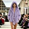 Imitation fox fur fashion fur coat women's lavender lavender hooded coat