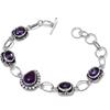 Amethyst Gemstone Handmade 925 Srerling Silver Bracelet 7-8"