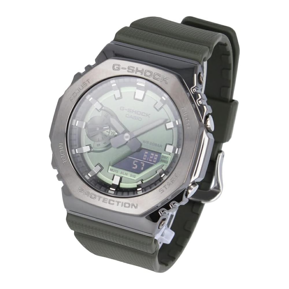 Casio G-Shock GM-2100 Series Men's Analog-Digital Watch Stainless Steel Green Gunmetal