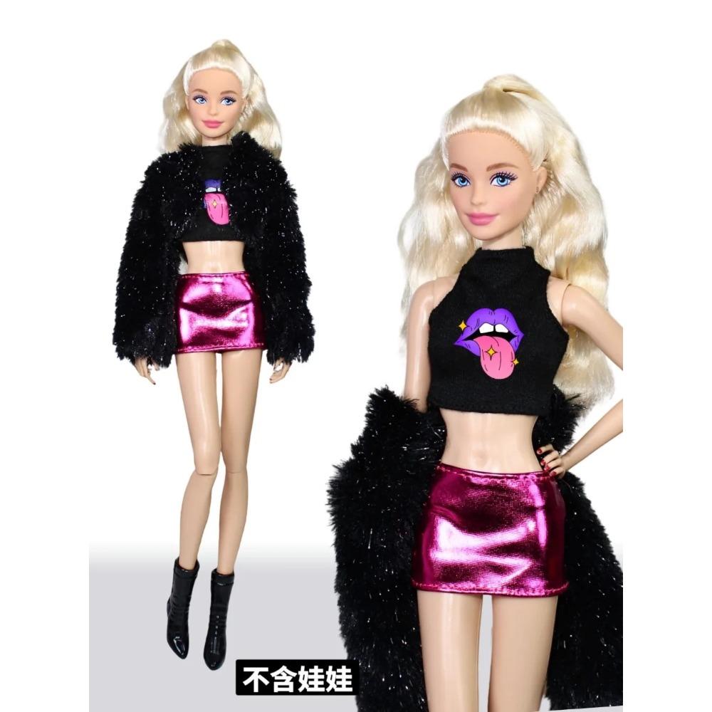Hot pink clothes set / top + coat + skirt / 30cm doll clothing suit outfit for 1/6 Xinyi FR ST OB BB Doll / dollhouse toy