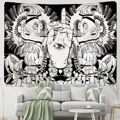 Psychedelische schwarze Katze Wandteppich hängen Schädel Tod Hippie Mond Wolf Hexerei abstrakte Geheimnis TAPIZ Home Decor