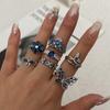Luxury Blue Zirconia Hollow Butterfly Ring for Women Rhinestones Heart Flower Bow Crown Finger Ring Charms Engagement Jewelry