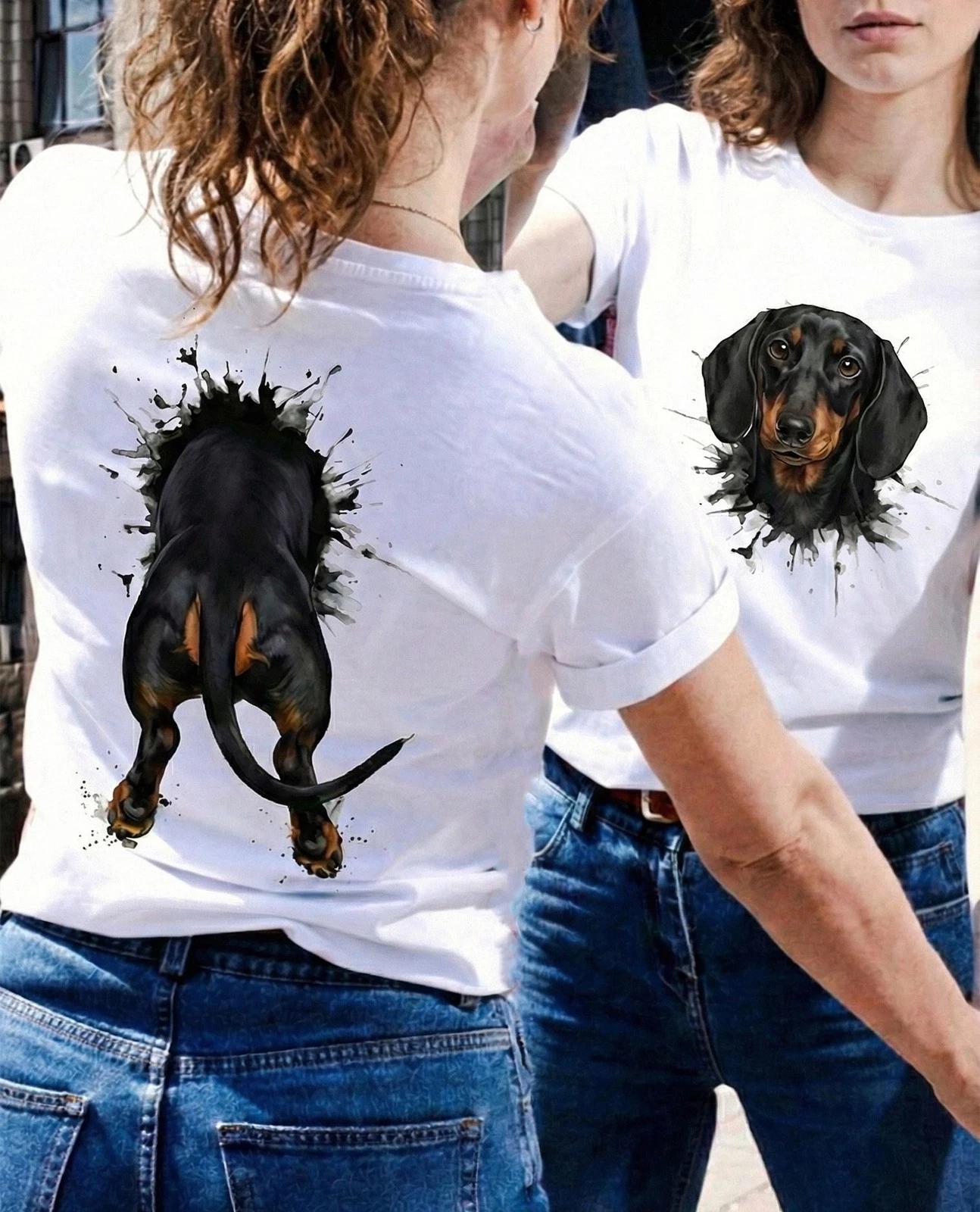 Funny Dachshund Front and Back T-T-shirt, Weiner Dog T-shirt, Dachshund Lover Gift, 4XL