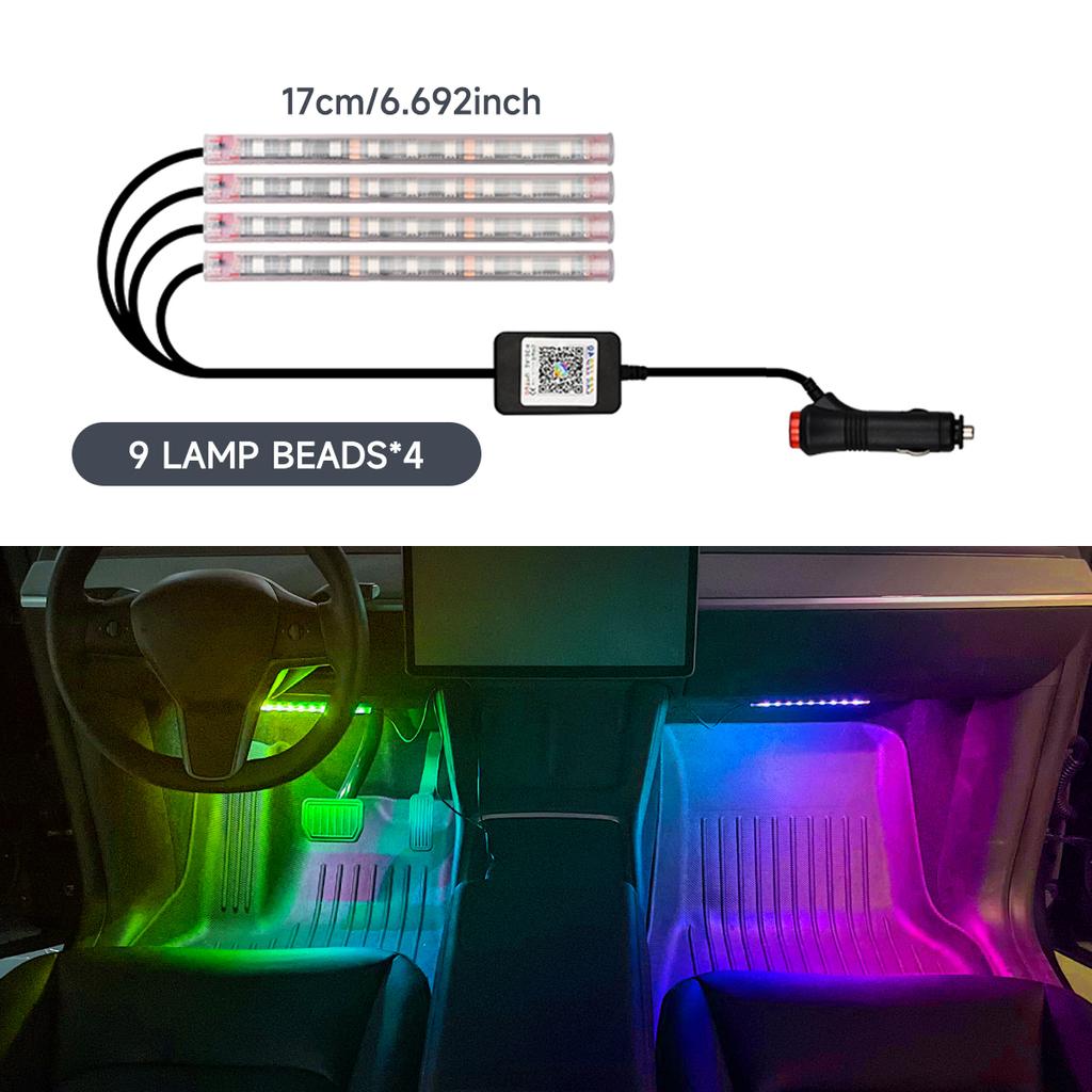 4-in-1 5V-12V RGB LED Interior light LED Lamp Car Lamp Foot light Car Decorations APP control, dynamic rhythm atmosphere light