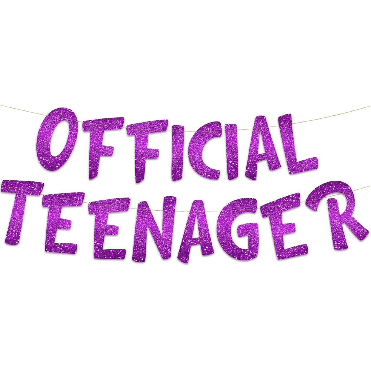 Official Teenager Red Glitter Banner - 13th Birthday Party Decorations, Gifts, and Supplies фиолетовый