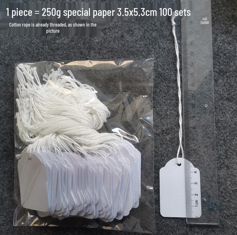 In Stock 300g White Card Paper Hang Tag for Jewelry with Hanging Rope